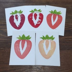 Hand Stamped Strawberry Postcard set of 5